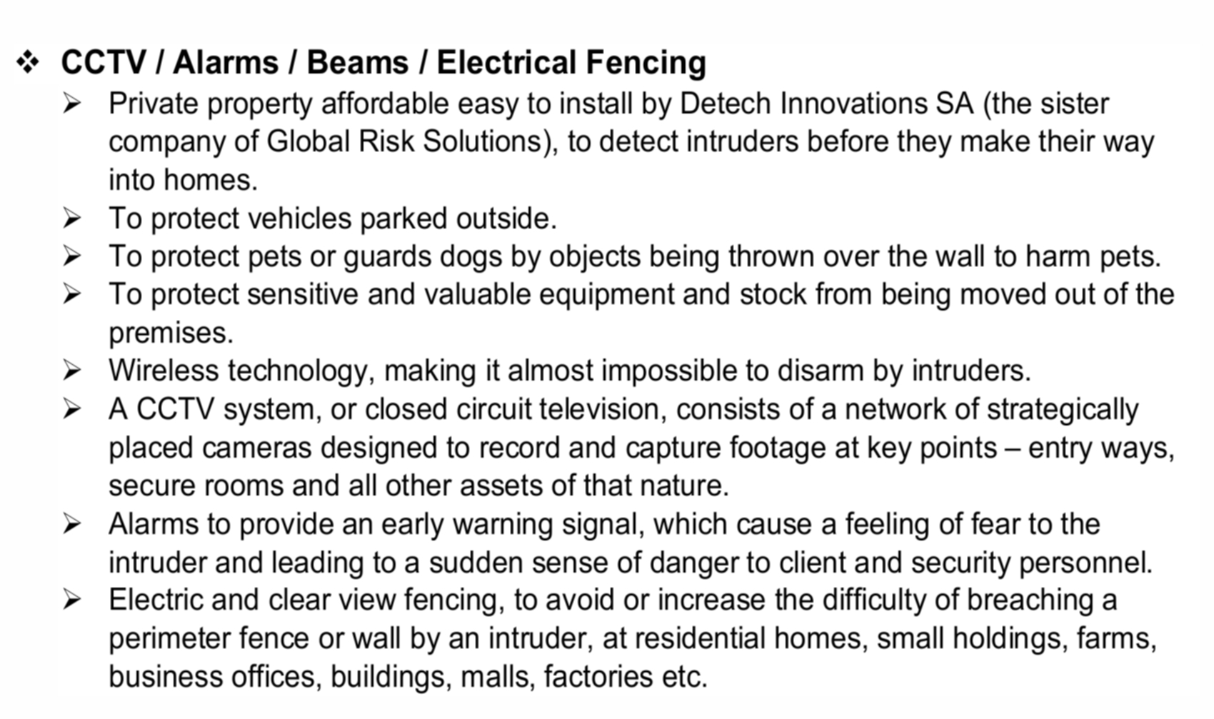 3CCTVAlarmsBeamsElectrical Fencing